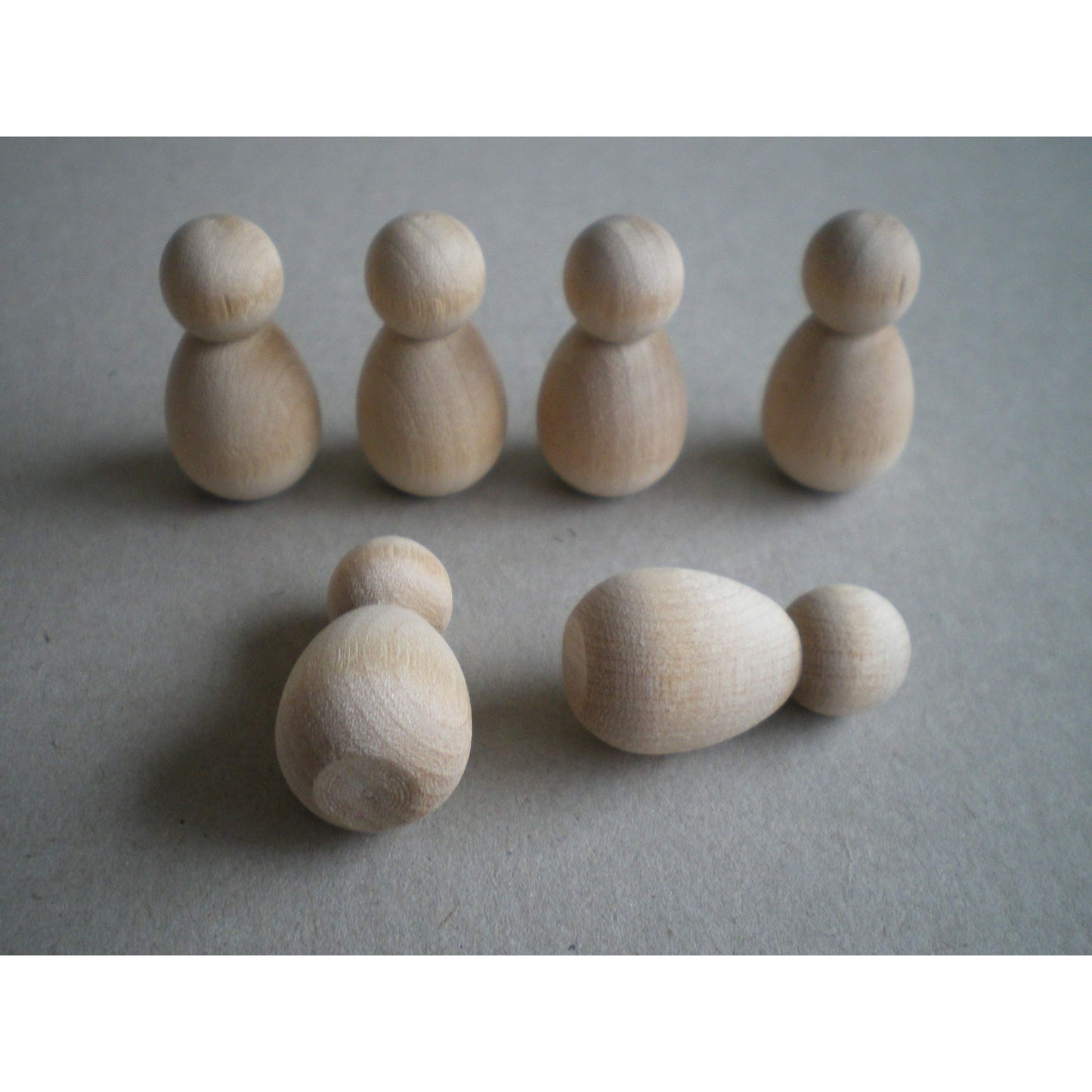 6 Wooden Peg With Hats - Waldorf Wooden Peg Doll Figurine Montessori