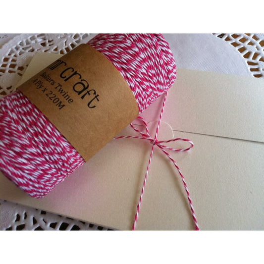 Twine - Pink and White 220metres