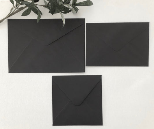 Coloured Envelopes, Black x 20 Choose size /Quantity Recycled Quality 120 gsm