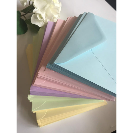 Coloured Pastel Envelopes x 20 Smooth Choose Size and Colour
