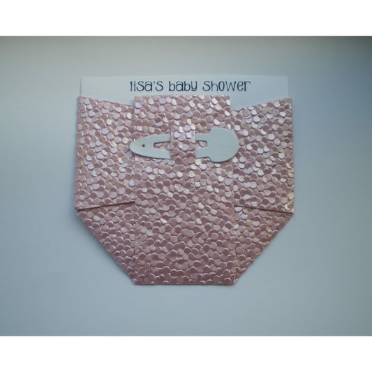 Baby Diaper Pocket DIY Invitation with Envelopes x 10 Pink